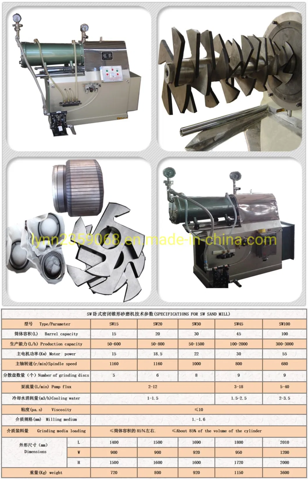 Longxing Horizontal Sealing Conical Wet Grinding Sand Mill with Diaphragm Pump for Water Pains